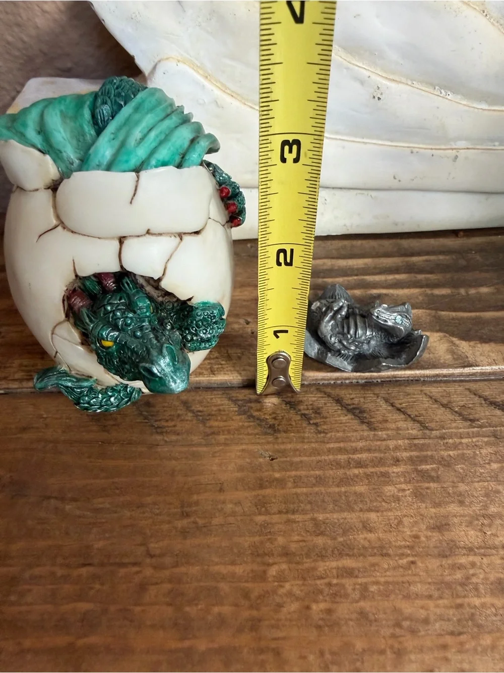 Vintage 90’s Green Baby Dragon Hatchling and Radcliffe Pewter Jewel Eyed Dragon
